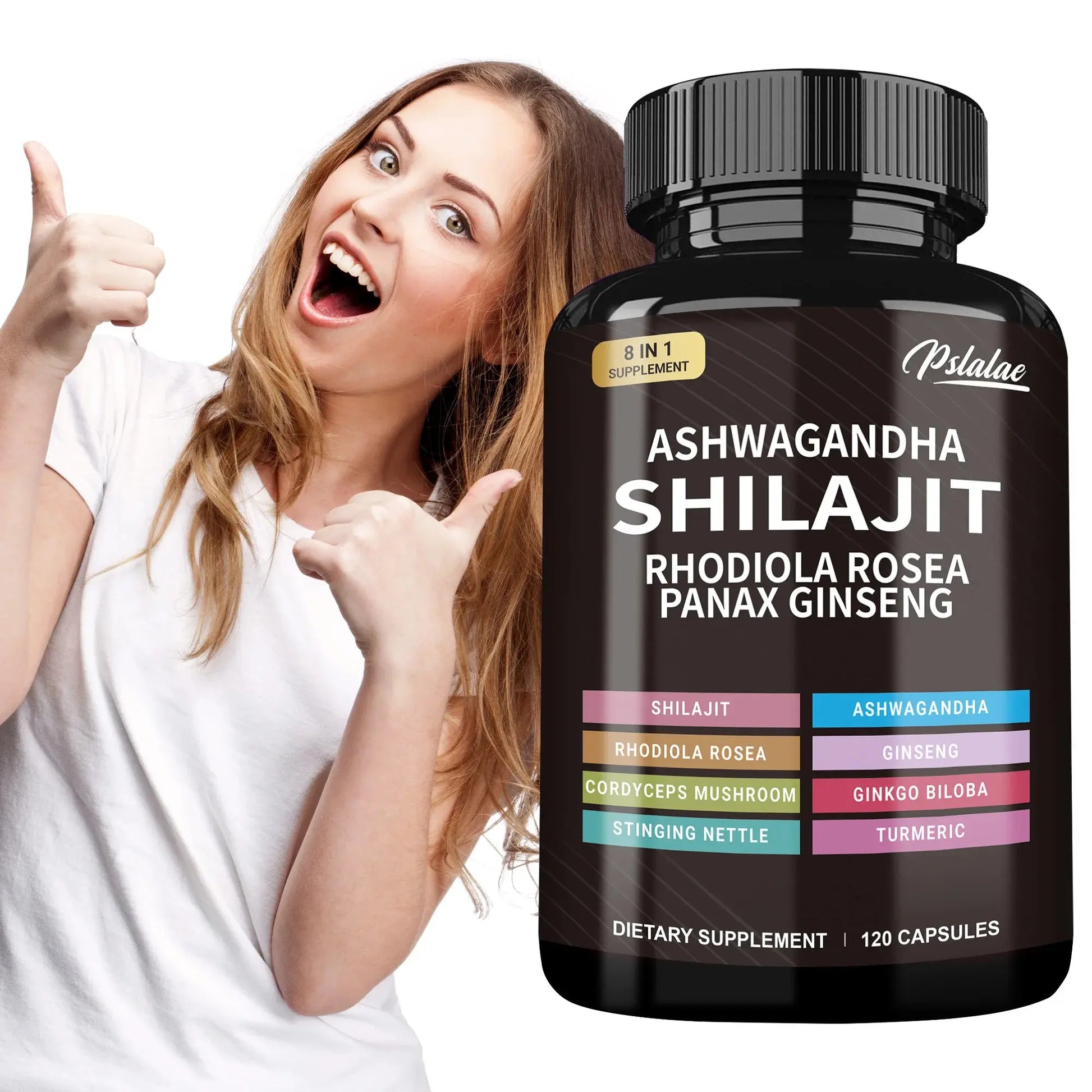 Shilajit, Ashwagandha, Rhodiola Rosea, Panax Ginseng - Boosts Energy and Endurance, Increases Muscle Mass - 120 Capsules Drovia