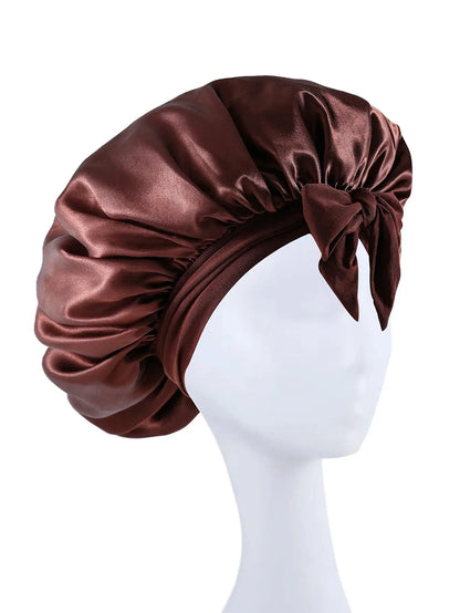 New Silky Bonnet For Sleeping Women Satin Bonnet Hair Bonnet Night Sleep Cap Scarf Wrap For Curly Hair Tie Band For CurlyHat Drovia