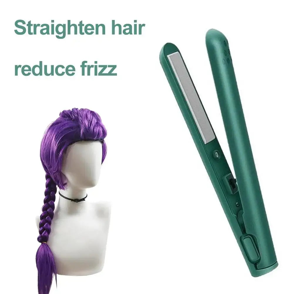 2-in-1 Hair Straightener & Curler, Mini Dual Purpose Curling Iron, Portable Curling Wand and Flat Iron Travel for All Hair Types Drovia