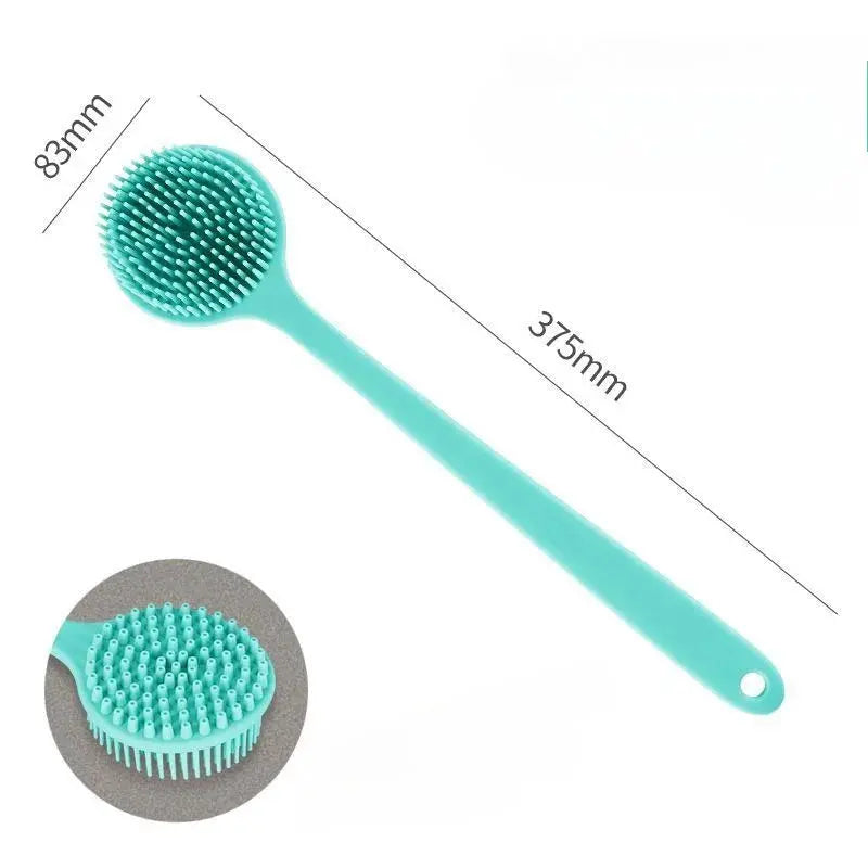 Silicone Back Scrubber Brush for Shower  Long Handle Body Deep Cleansing and Exfoliating Massage Double-Sided Soft Bristles Drovia