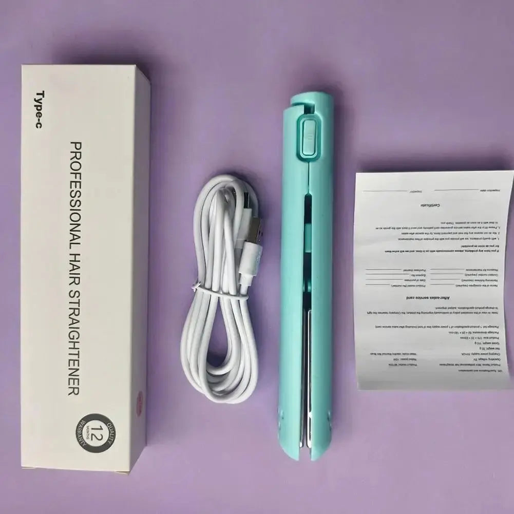 2-in-1 Hair Straightener & Curler, Mini Dual Purpose Curling Iron, Portable Curling Wand and Flat Iron Travel for All Hair Types Drovia