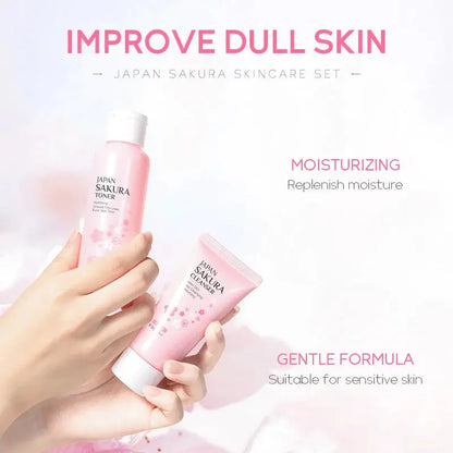 Face Skin Care Set Cleanser Sakura Essence Cream Moisturizing Toner Eye Cream Face Serum Improve Roughness & Dryness Skin Care Drovia