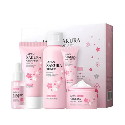 Face Skin Care Set Cleanser Sakura Essence Cream Moisturizing Toner Eye Cream Face Serum Improve Roughness & Dryness Skin Care Drovia