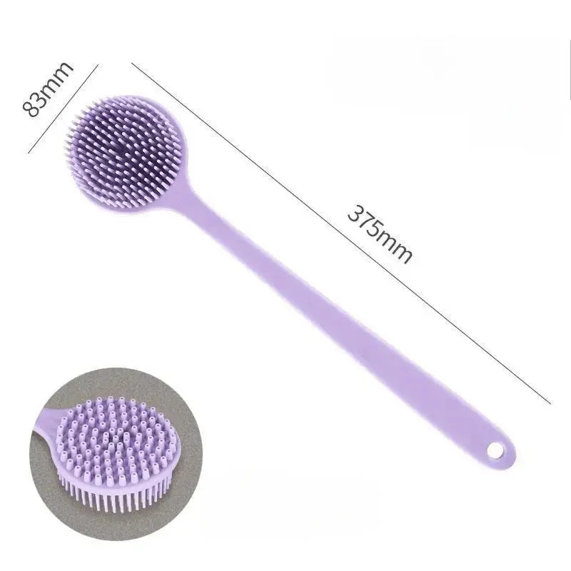 Silicone Back Scrubber Brush for Shower  Long Handle Body Deep Cleansing and Exfoliating Massage Double-Sided Soft Bristles Drovia
