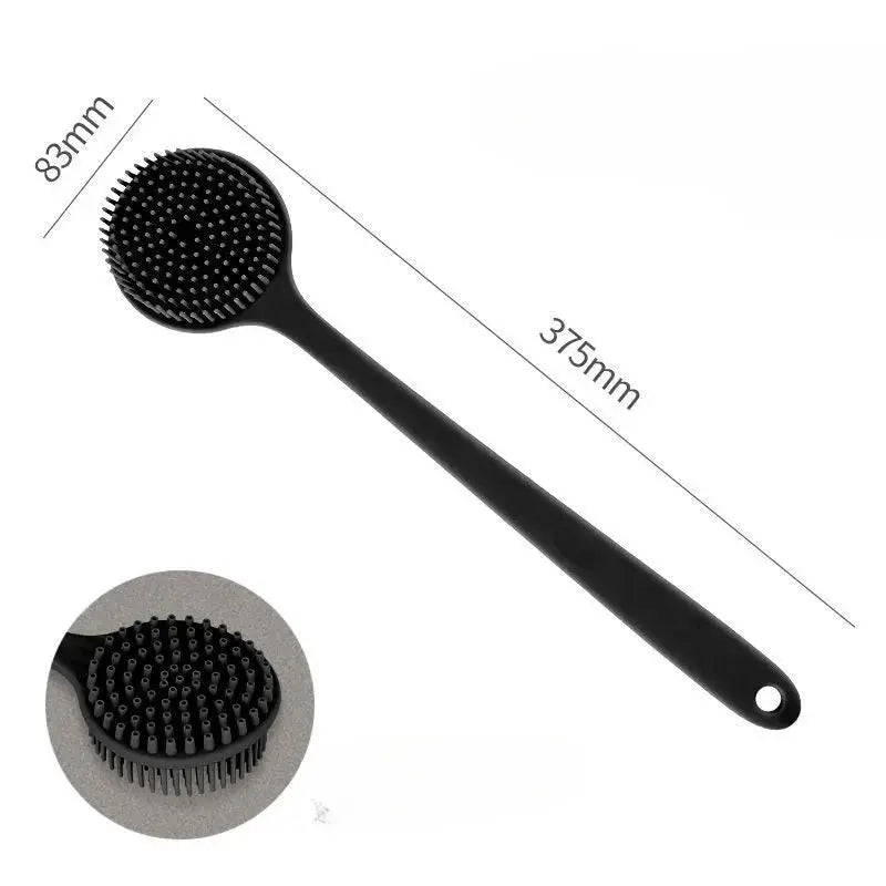 Silicone Back Scrubber Brush for Shower  Long Handle Body Deep Cleansing and Exfoliating Massage Double-Sided Soft Bristles Drovia