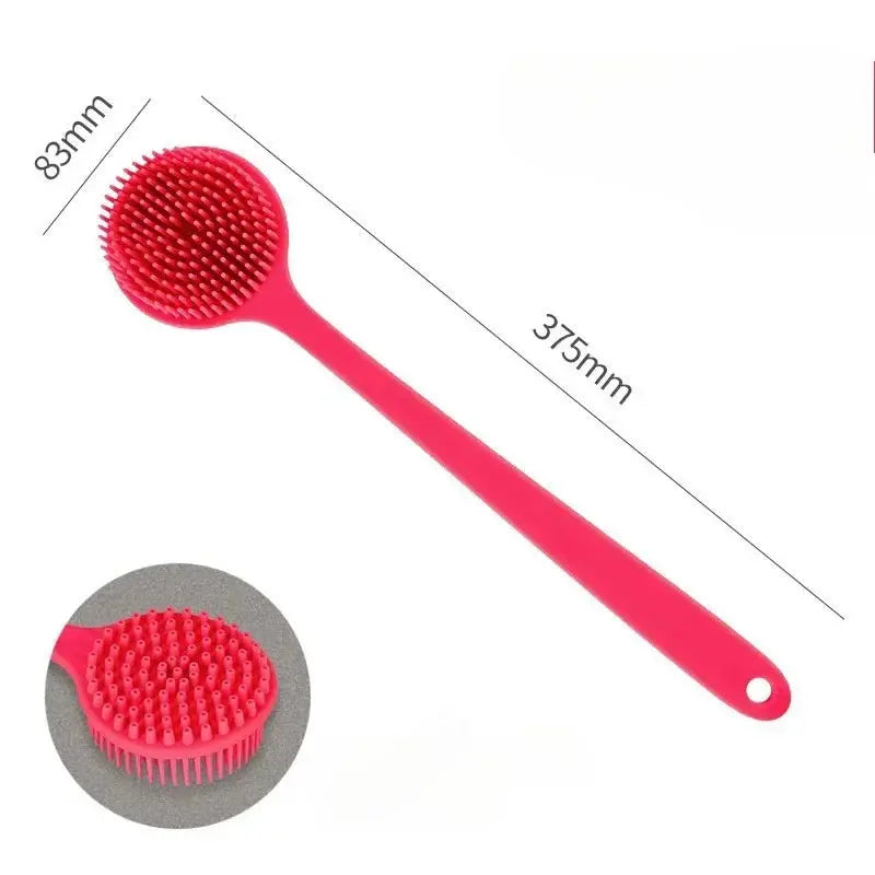 Silicone Back Scrubber Brush for Shower  Long Handle Body Deep Cleansing and Exfoliating Massage Double-Sided Soft Bristles Drovia