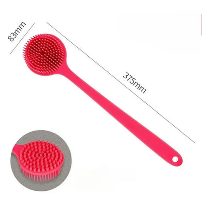 Silicone Back Scrubber Brush for Shower  Long Handle Body Deep Cleansing and Exfoliating Massage Double-Sided Soft Bristles Drovia