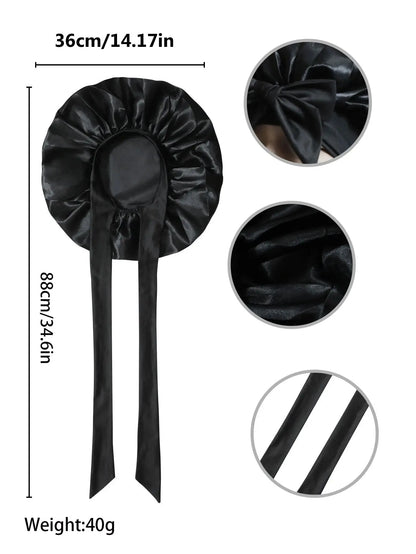 New Silky Bonnet For Sleeping Women Satin Bonnet Hair Bonnet Night Sleep Cap Scarf Wrap For Curly Hair Tie Band For CurlyHat Drovia