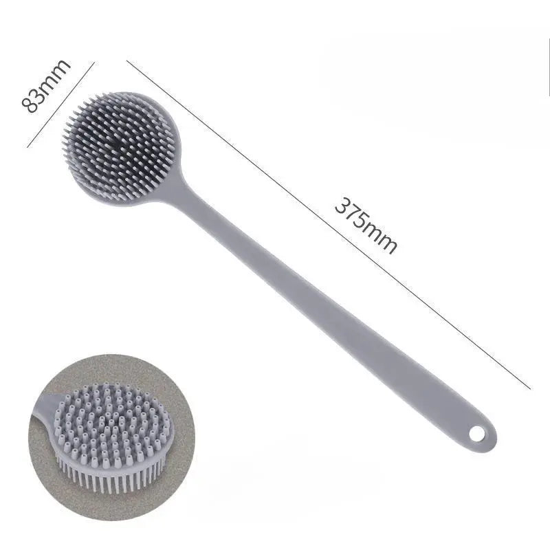 Silicone Back Scrubber Brush for Shower  Long Handle Body Deep Cleansing and Exfoliating Massage Double-Sided Soft Bristles Drovia