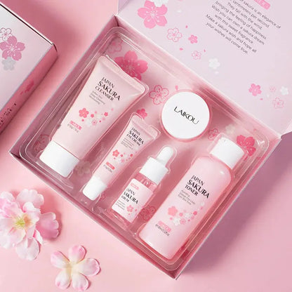 Face Skin Care Set Cleanser Sakura Essence Cream Moisturizing Toner Eye Cream Face Serum Improve Roughness & Dryness Skin Care Drovia