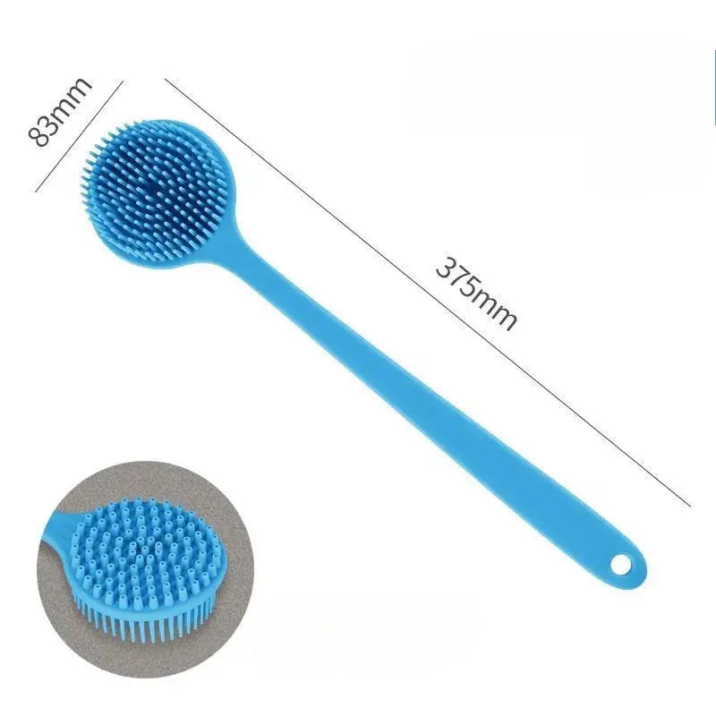 Silicone Back Scrubber Brush for Shower  Long Handle Body Deep Cleansing and Exfoliating Massage Double-Sided Soft Bristles Drovia