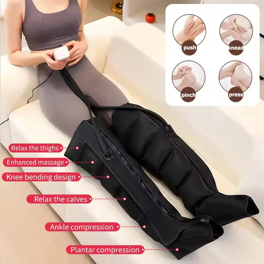 Air Pressure Leg Massager Foot Massage Boots Kneading Squeeze Deep Relaxation Calf With Remote Control to Relieve Varicos Veins - Drovia