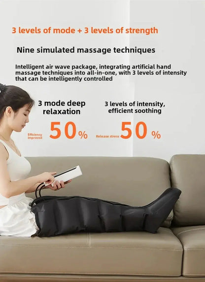 Air Pressure Leg Massager Foot Massage Boots Kneading Squeeze Deep Relaxation Calf With Remote Control to Relieve Varicos Veins - Drovia