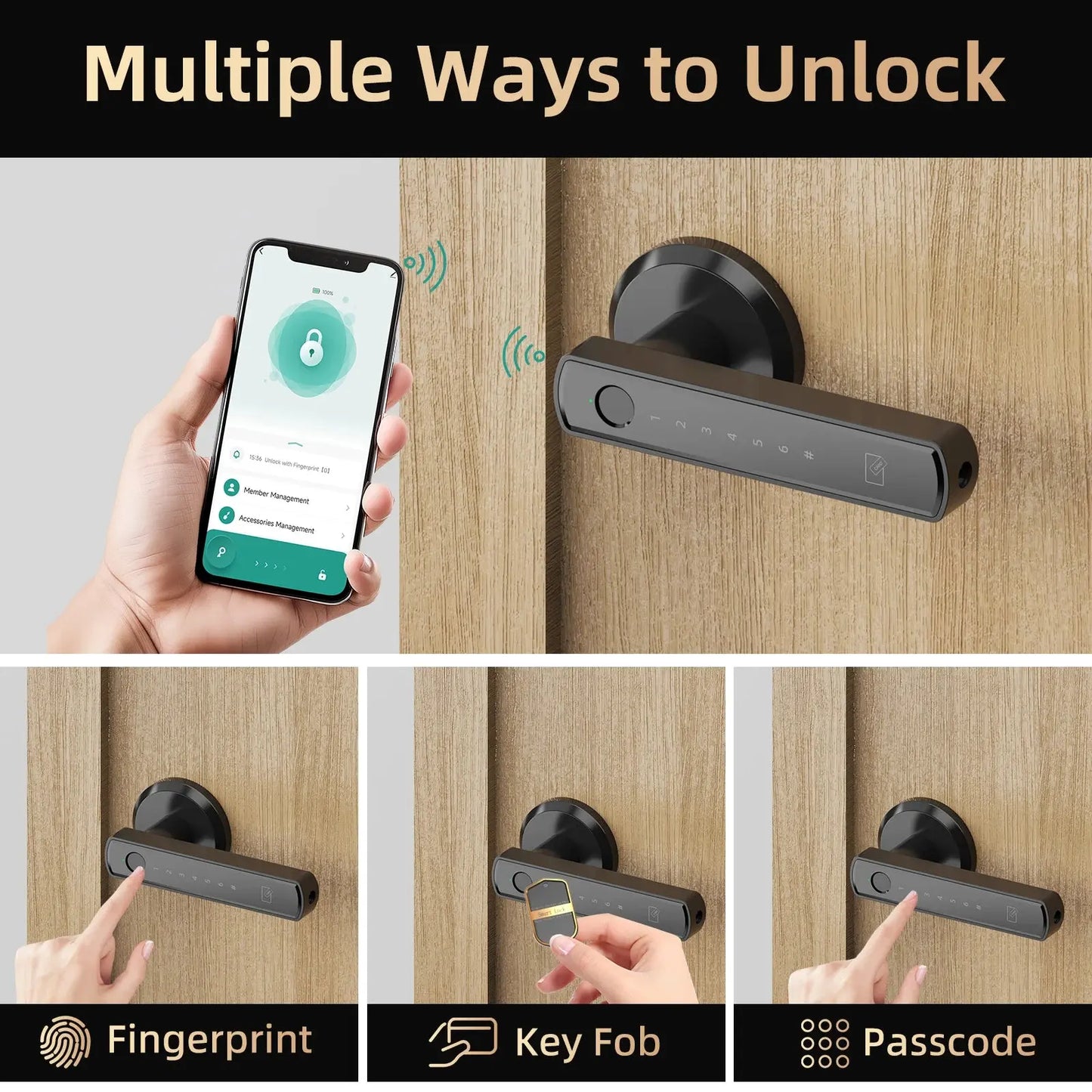 Viladepot Smart Lock Fingerprint Door Lock App Control Passcode Unlock Electronic Touchscreen Keypad - Drovia