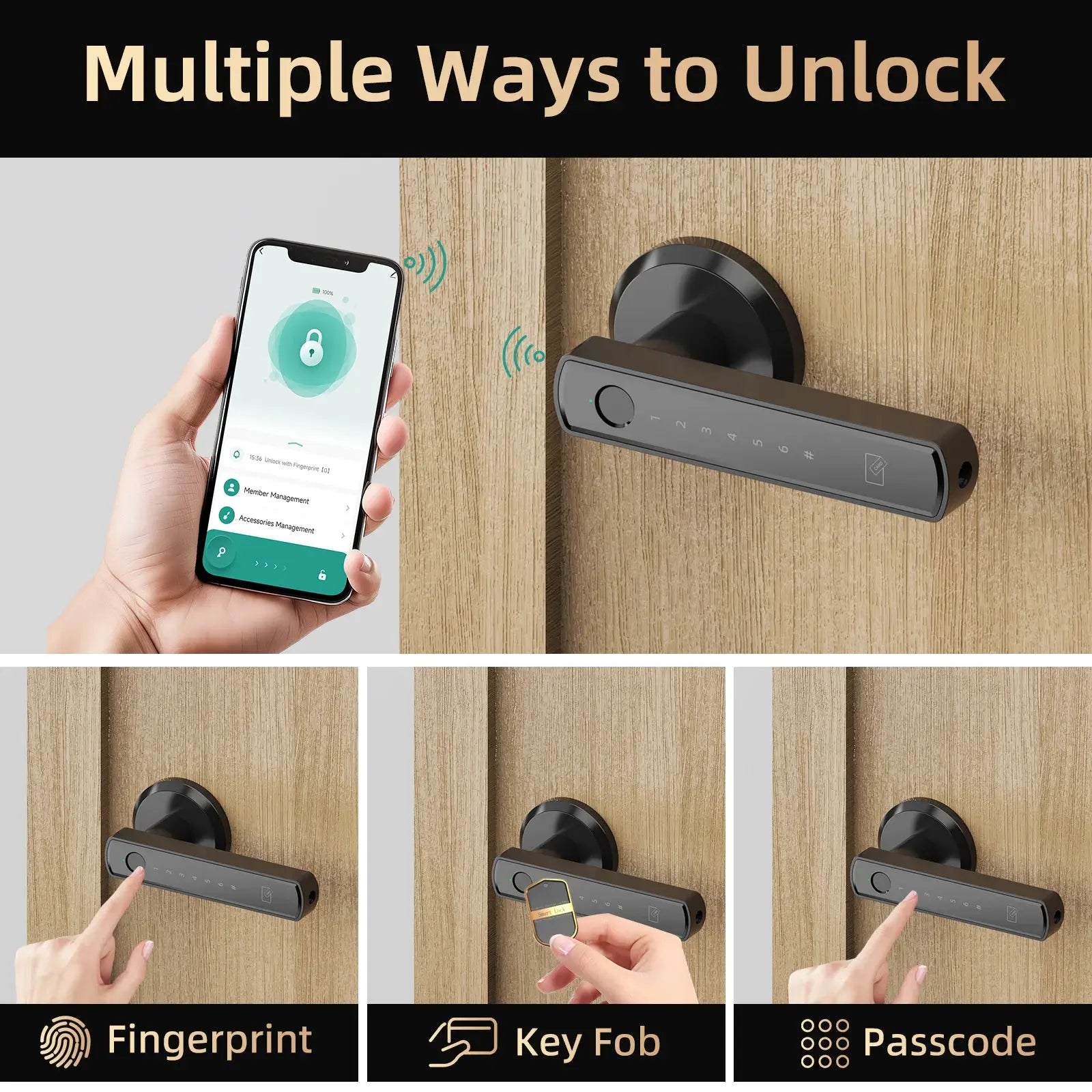 Viladepot Smart Lock Fingerprint Door Lock App Control Passcode Unlock Electronic Touchscreen Keypad - Drovia
