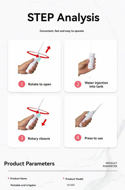 Household High Pressure Oral Irrigator Portable Teeth Clean Water Dental Floss Manual High Pressure Water Toothpick Drovia