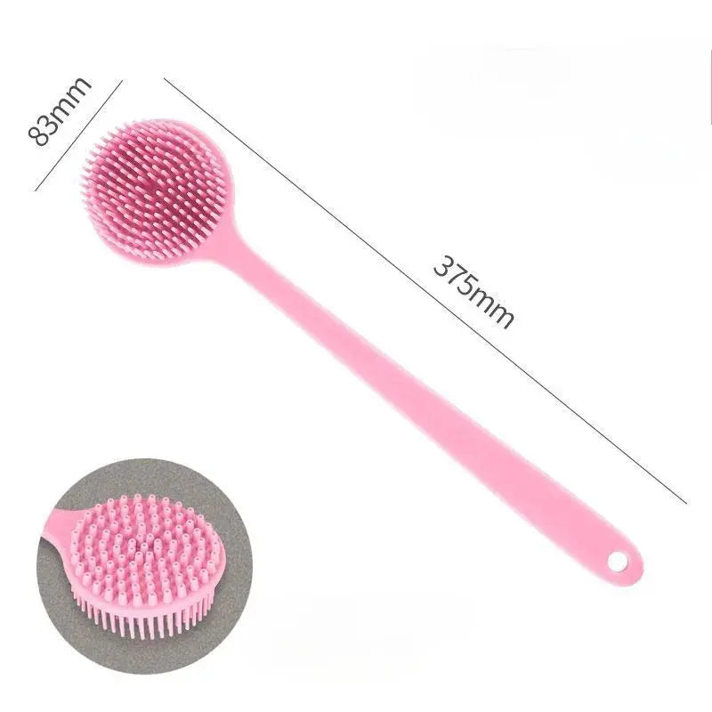 Silicone Back Scrubber Brush for Shower  Long Handle Body Deep Cleansing and Exfoliating Massage Double-Sided Soft Bristles Drovia