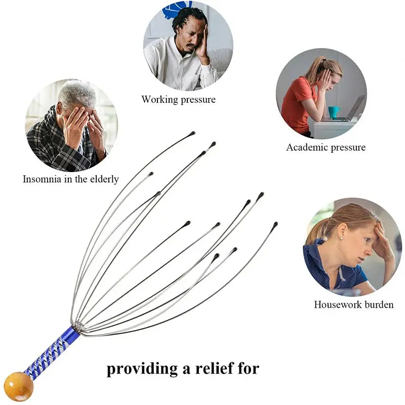 Octopus Head Massager Scalp Massager Relaxation Relief Body Massager Remove Muscle Tension Tiredness Metal Head Relax Massager Drovia