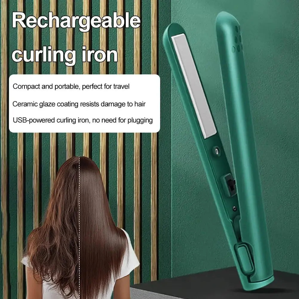 2-in-1 Hair Straightener & Curler, Mini Dual Purpose Curling Iron, Portable Curling Wand and Flat Iron Travel for All Hair Types Drovia