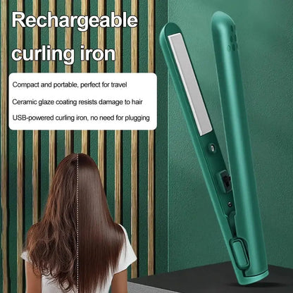 2-in-1 Hair Straightener & Curler, Mini Dual Purpose Curling Iron, Portable Curling Wand and Flat Iron Travel for All Hair Types Drovia